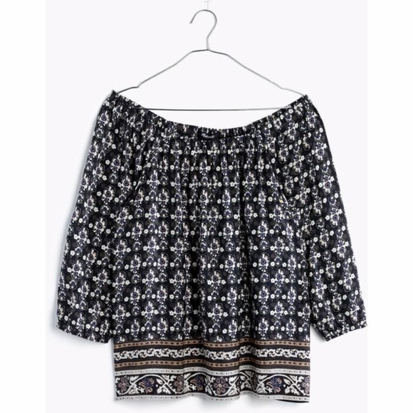 Madewell Tops - Madewell | Gardenhouse silk off-shoulder blouse